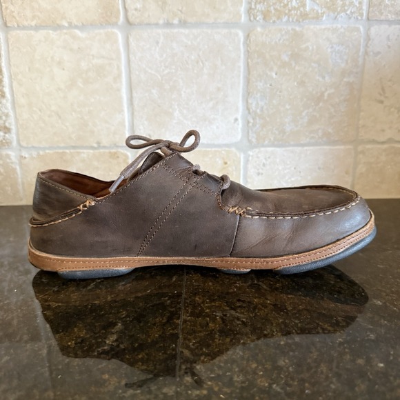 Olukai Ohana Lace-Up Shoes Mens Size 10.5 Brown Leather‎ Nubuck Casual Comfort main image 8